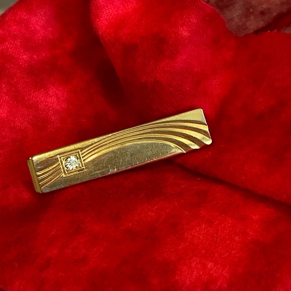 Vintage Gold Anson Tie Clip With Diamond Stud - Picture 4 of 8